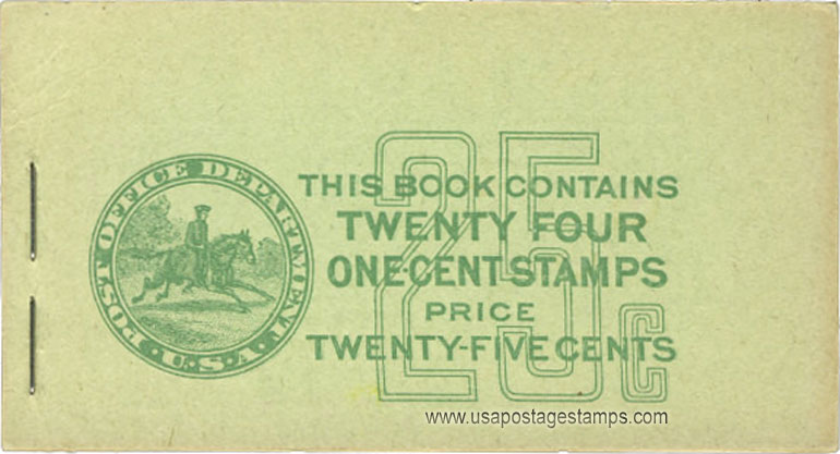 US 1942 George Washington (1732-1799) 25c. Unexploded Booklet Scott. BK90