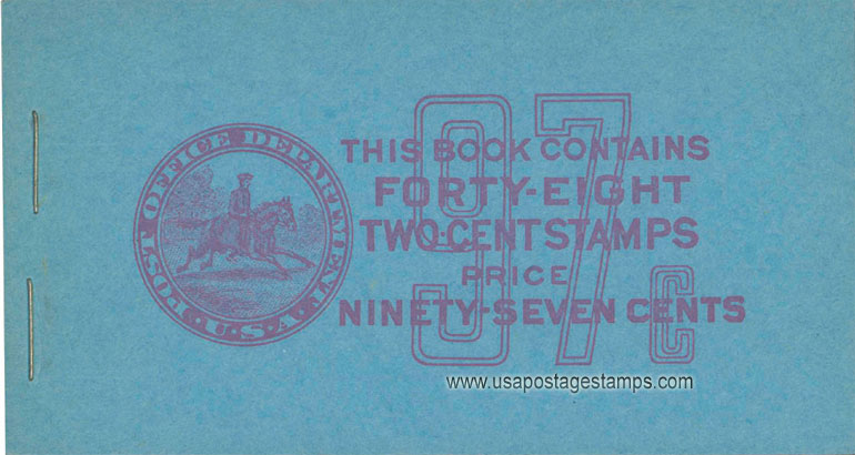 US 1942 John Adams (1735-1826) 97c. Unexploded Booklet Scott. BK95