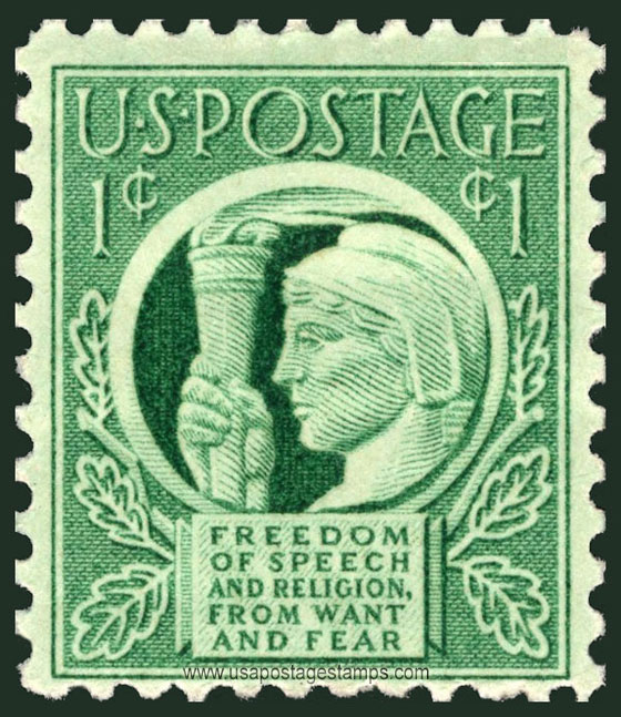 US 1943 Four Freedoms 'Liberty Torch' 1c. Scott. 908