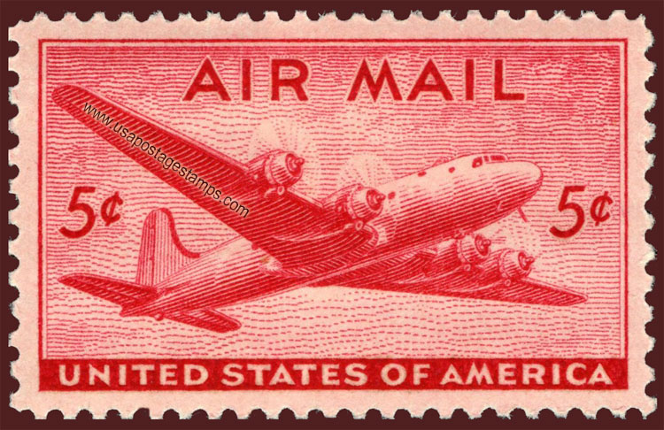 US 1946 'Airmail' DC-4 Skymaster Plane 5c. Scott. C32