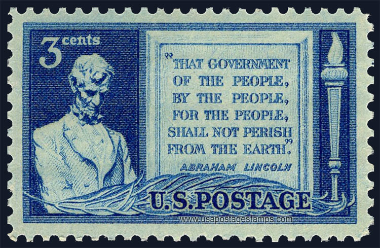 US 1948 Abraham Lincoln and Quotation from Gettysburg Address 3c. Scott. 978