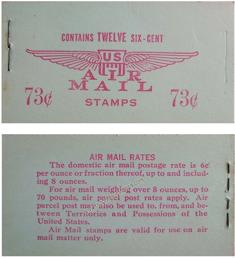US 1949 DC-4 Skymaster Plane Airmail Booklet 73c. Scott. BKC4a