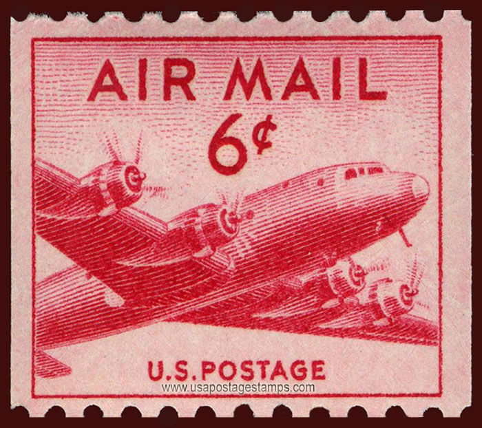 US 1949 'Airmail' DC-4 Skymaster Plane Coil 6c. Scott. C41