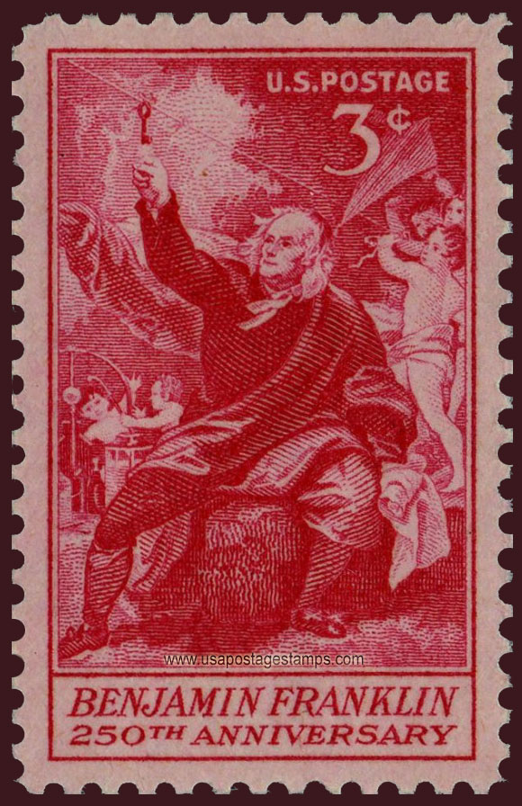 US 1956 250th Anniv. of Benjamin Franklin 3c. Scott. 1073