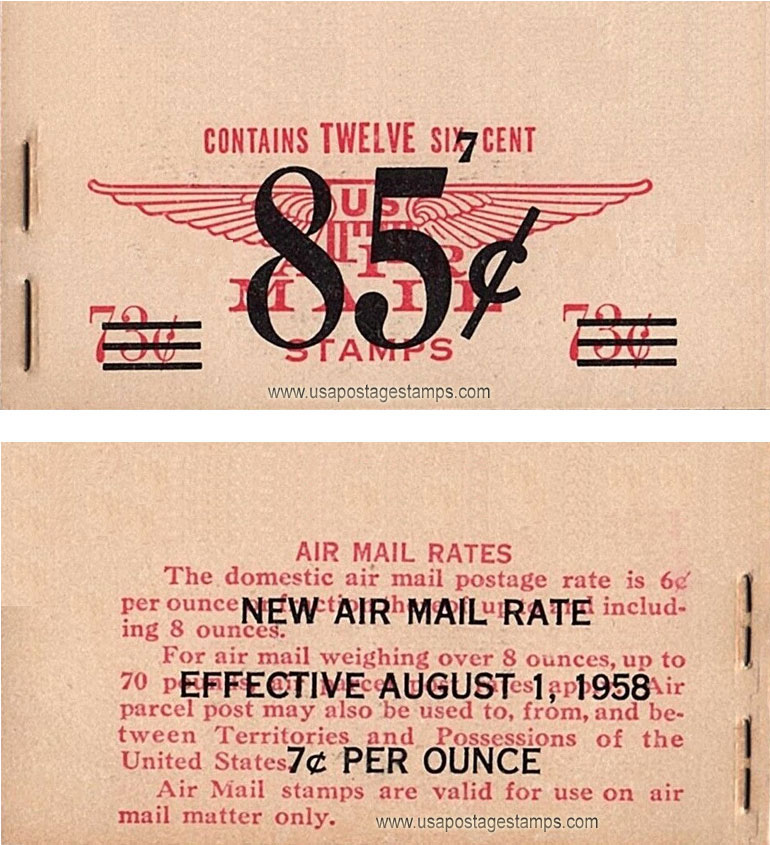 US 1958 Jet Silhouette ; Airmail Booklet 85c. Scott. BKC5