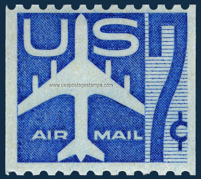 US 1958 'Airmail' Silhouette of Jet Airliner Coil 7c. Scott. C52