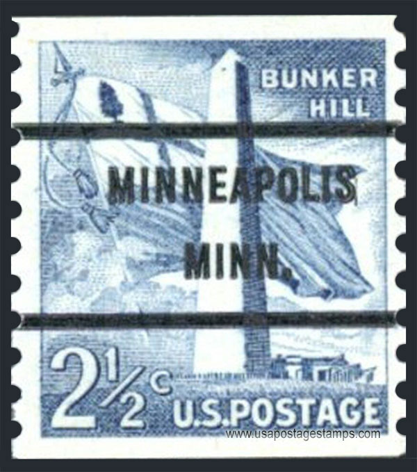 US 1959 Bunker Hill Monument, Boston, Massachusetts ; Coil 2�c. Michel PR655C