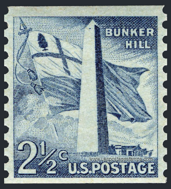 US 1959 Bunker Hill Monument, Boston, Massachusetts ; Coil 2�c. Scott. 1056
