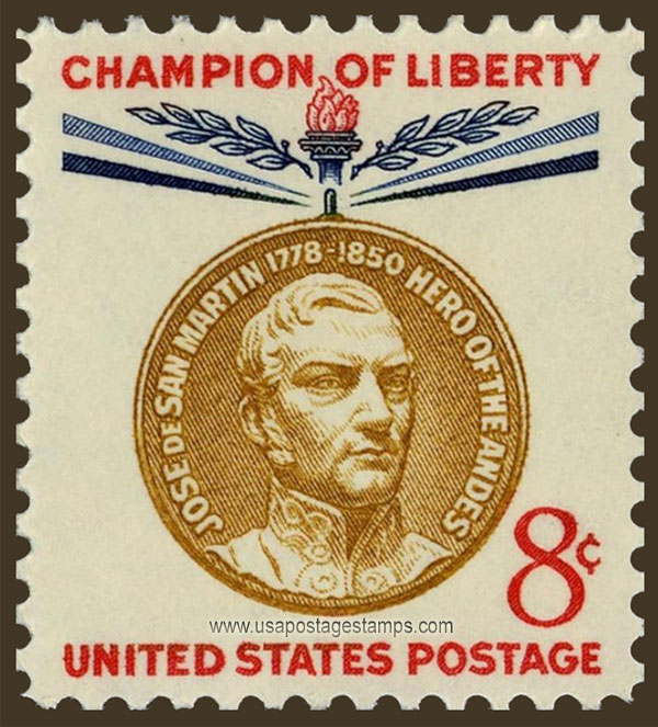 US 1959 Jos� de San Mart�n ; Champion of Liberty 8c. Scott. 1125