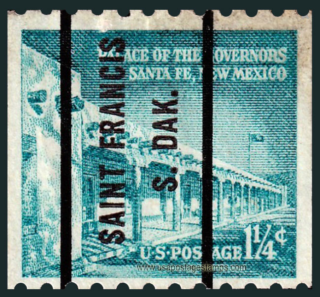 US 1960 Palace of the Governors, Santa Fe, New Mexico ; Coil 1�c. Michel PR652C