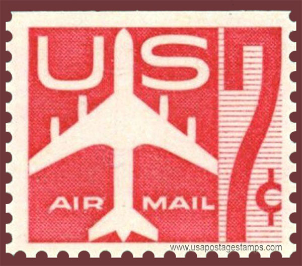 US 1960 'Airmail' Silhouette of Jet Airliner 7c. Michel 733Do