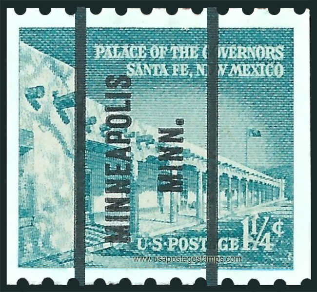 US 1960 Palace of the Governors, Santa Fe, New Mexico ; Coil 1�c. Michel PR652C