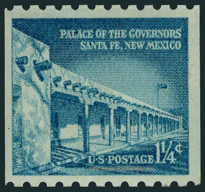 US 1960 Palace of the Governors, Santa Fe, New Mexico ; Coil 1�c. Scott. 1054A