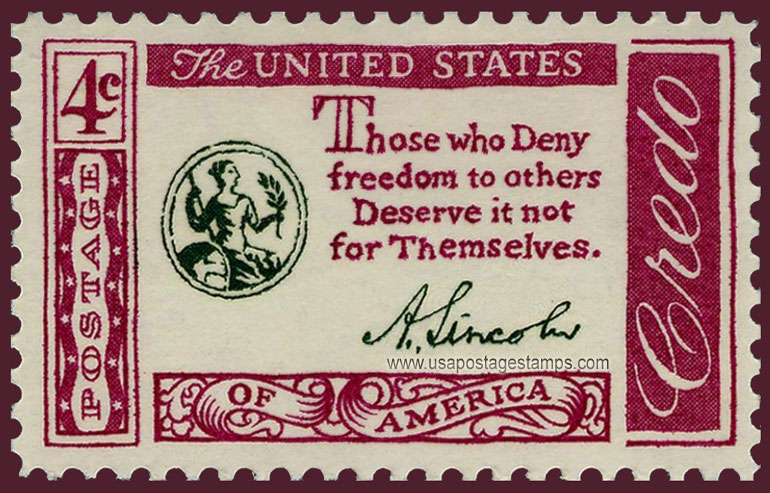 US 1960 Abraham Lincoln Quotation ; American Credo 4c. Scott. 1143