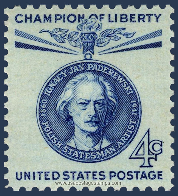 US 1960 Ignacy Jan Paderewski ; Champion of Liberty 4c. Scott. 1159