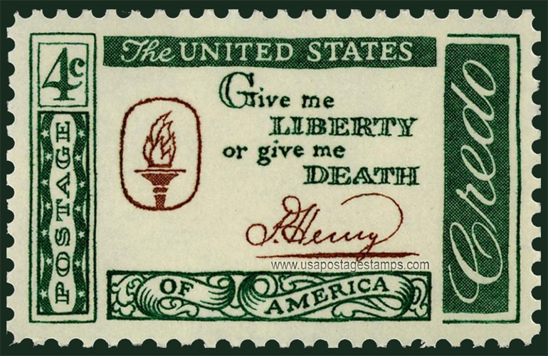 US 1961 Patrick Henry Quotation ; American Credo 4c. Scott. 1144