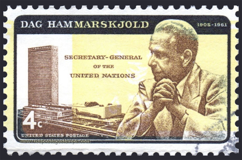 US 1962 Dag Hammarskjold, inverted color 4c. Michel 833IIc