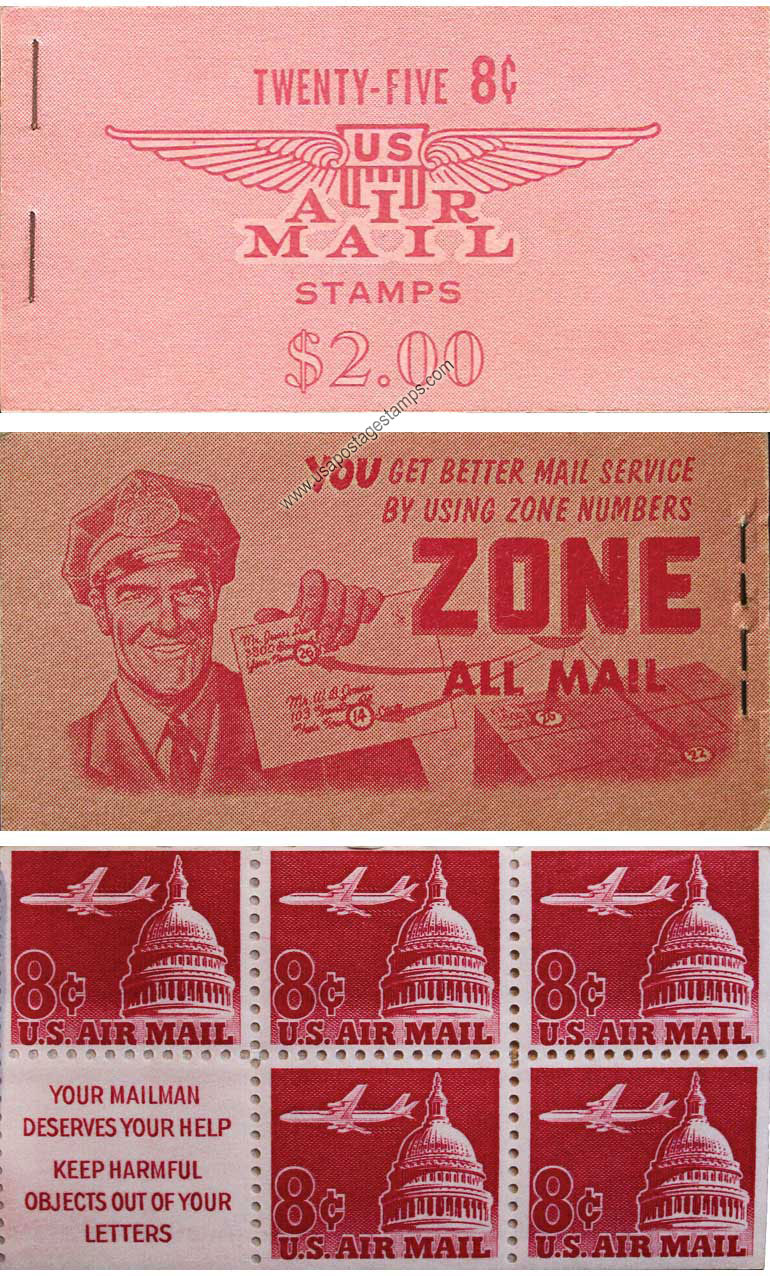 US 1962 Jet Airliner over Capitol ; Booklet 8c.x25 Scott. BKC10