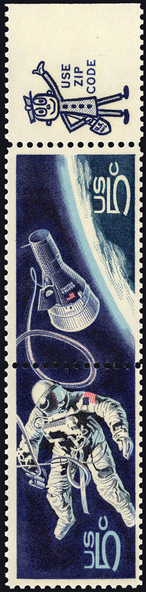 US 1967 Accomplishments in Space ; Se-tenant 5c.x2 Scott. 1332b