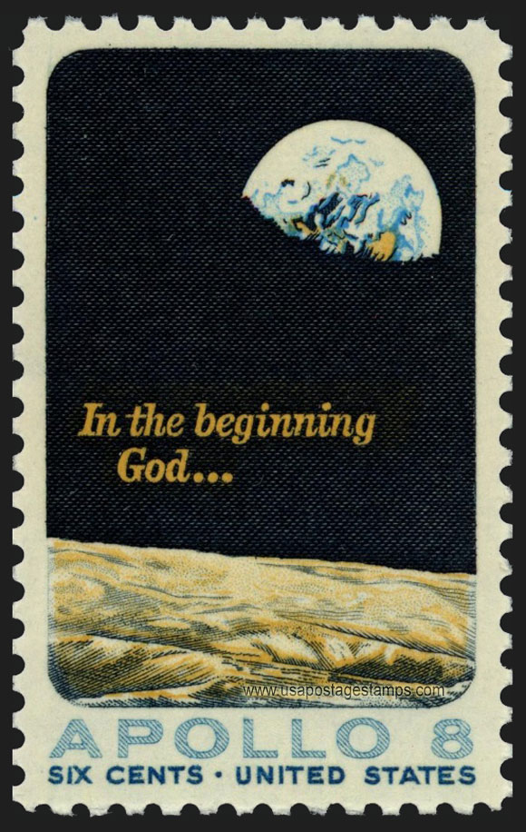 US 1969 Apollo 8- Moon surface and Earth 6c. Scott. 1371