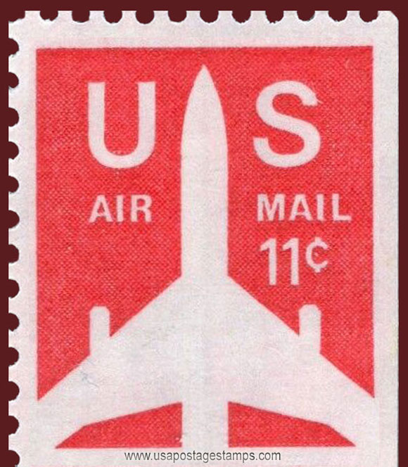 US 1971 'Airmail' Silhouette of Jet Airliner 11c. Michel 1029yEru