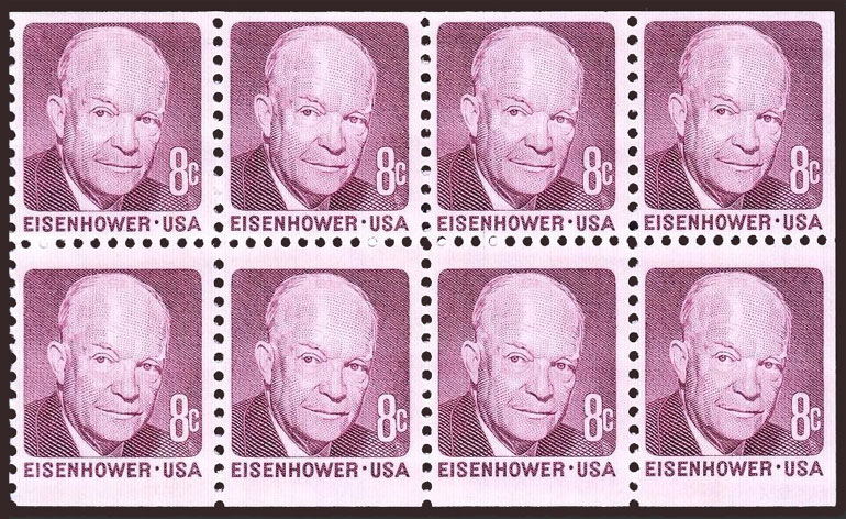 US 1971 David Dwight Eisenhower ; Booklet Pane 8c.x8 Scott. 1395a