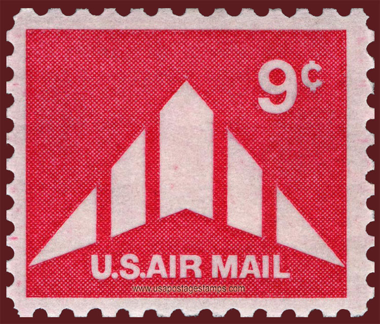 US 1971 'Airmail' Silhouette of Delta Winged Plane 9c. Scott. C77