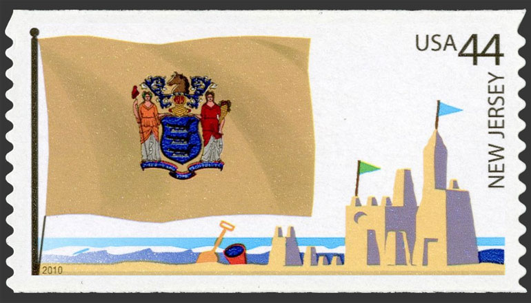 US 2010 New Jersey State Flag : Flags of Our Nation ; Coil 44c. Scott 4308