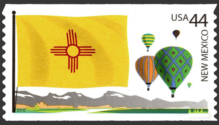 US 2010 New Mexico State Flag : Flags of Our Nation ; Coil 44c. Scott 4309