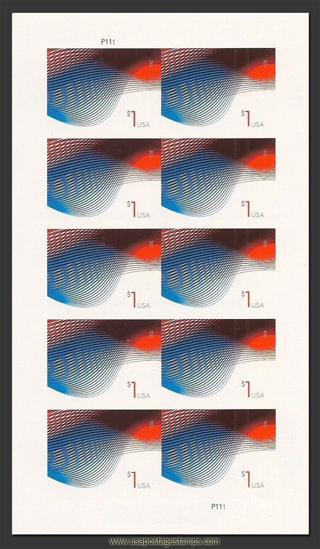 US 2015 Patriotic waves ; Imperf. Mini Sheet $1x10 Scott. 4953aMS