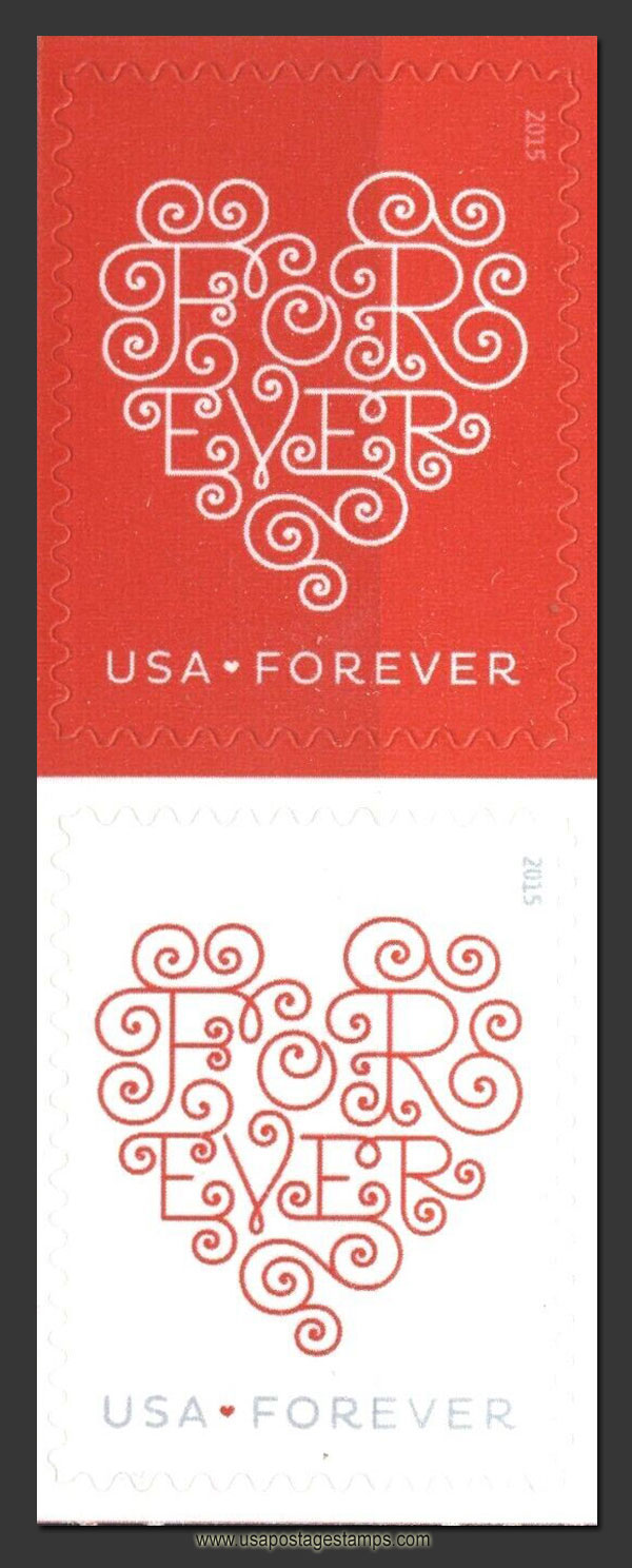 US 2015 Love Series - Lace Hearts ; Se-tenant 49c.x2 Scott. 4956a