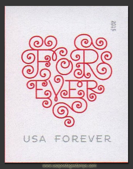 US 2015 Love Series - Lace Heart ; Imperf. 49c. Scott. 4956c