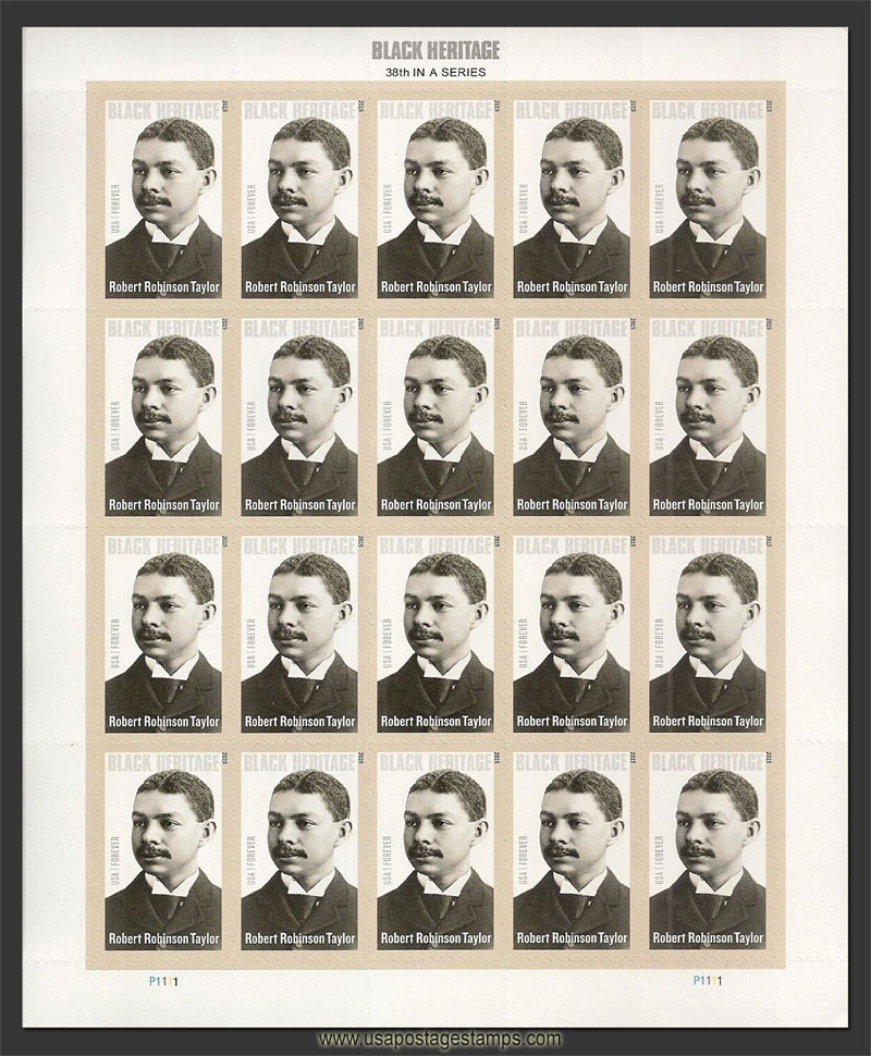 US 2015 Robert Robinson Taylor ; Full Sheet 49c.x20 Scott. 4958MS