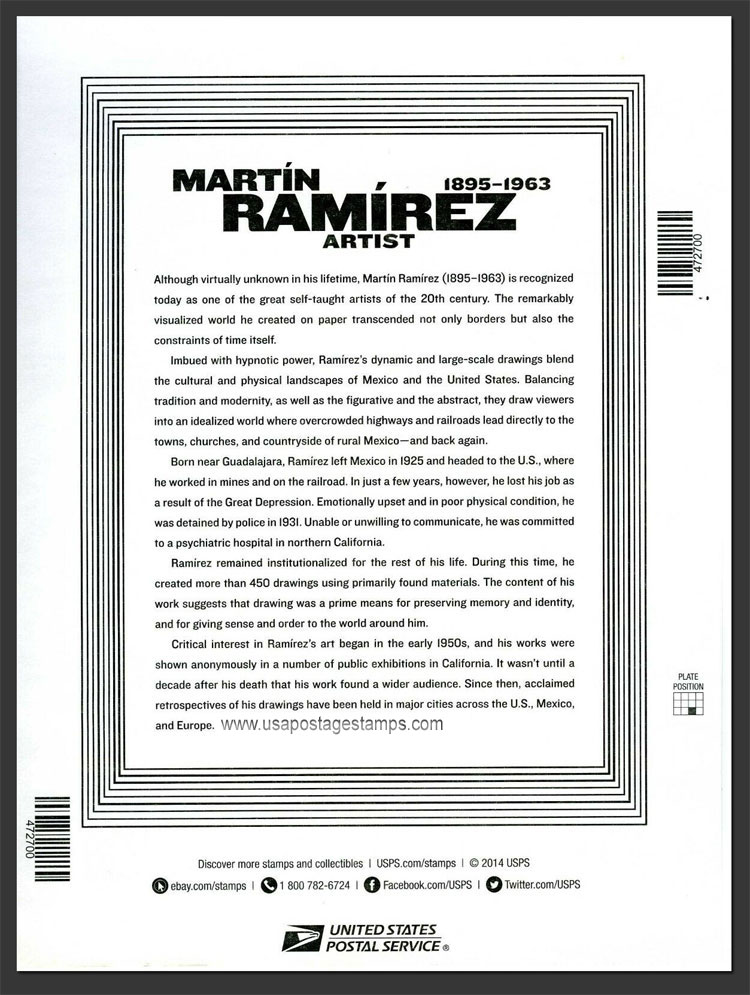 US 2015 Martin Ramirez Arts ; Reverse Scott. 4972bMS