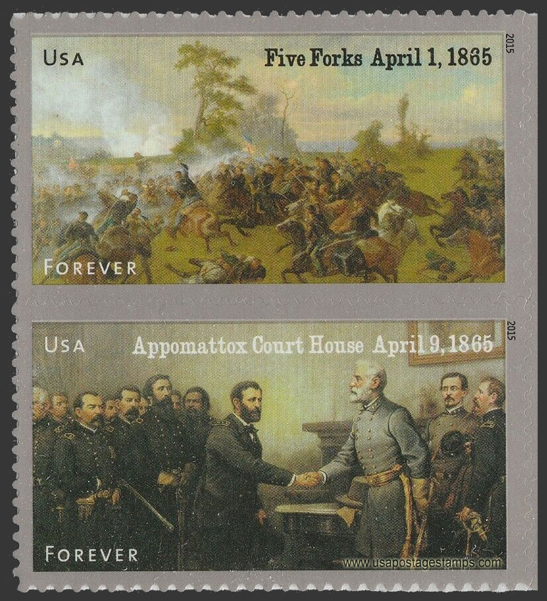 US 2015 Civil War 1865 ; Se-tenant 49c.x2 Scott. 4981a
