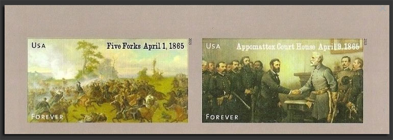 US 2015 Civil War 1865 ; Imperf. Se-tenant 49c.x2 Scott. 4981b