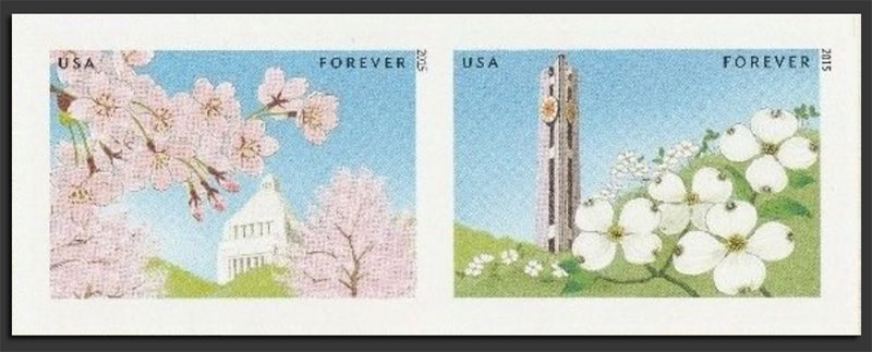 US 2015 Gifts of Friendship ; Imperf. Se-tenant 49c.x2 Scott. 4985b