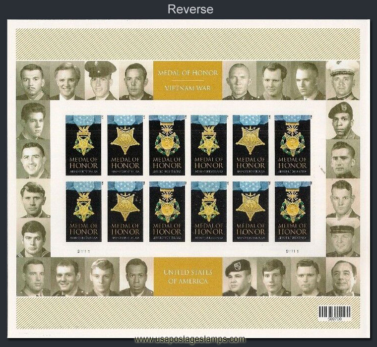 US 2015 Medal of Honor ; Souvenir Sheets 49c.x24 Scott. 4988MS