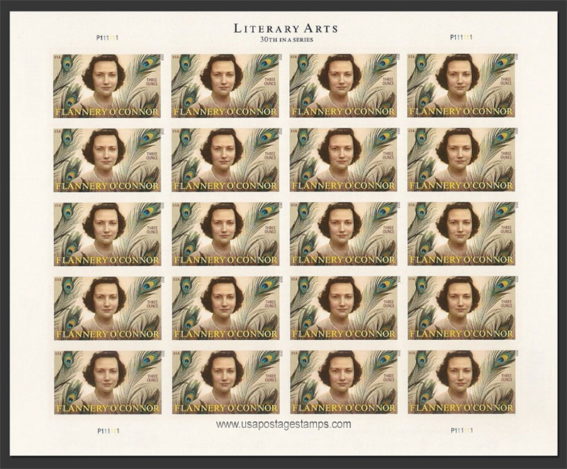 US 2015 Flannery O�Connor : Literary Arts ; Imperf. Full Sheet 93c.x20 Scott. 5003aMS