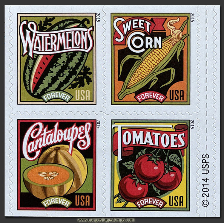 US 2015 Summer Harvest ; Se-tenant 49c.x4 Scott. 5007a