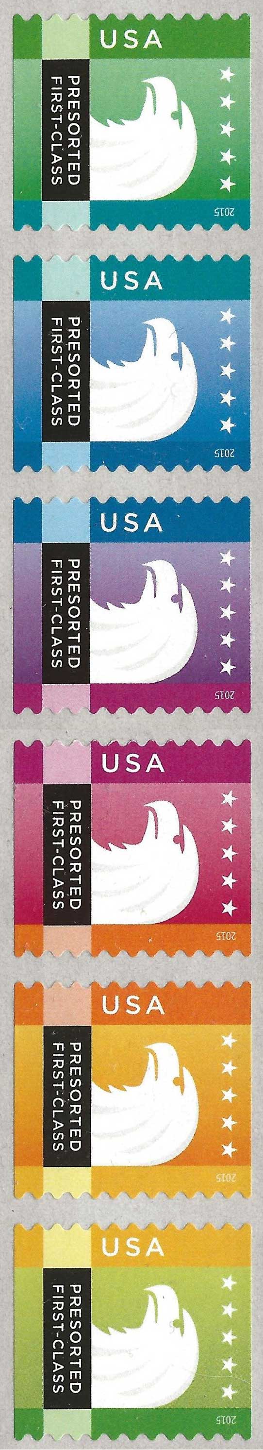 US 2015 Spectrum Eagle ; Coil Se-tenant 25c.x6 Scott. 5018a