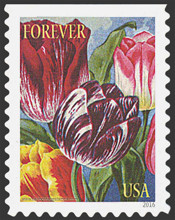 US 2016 Tulips Flowers : Botanical Art 49c. Scott. 5043