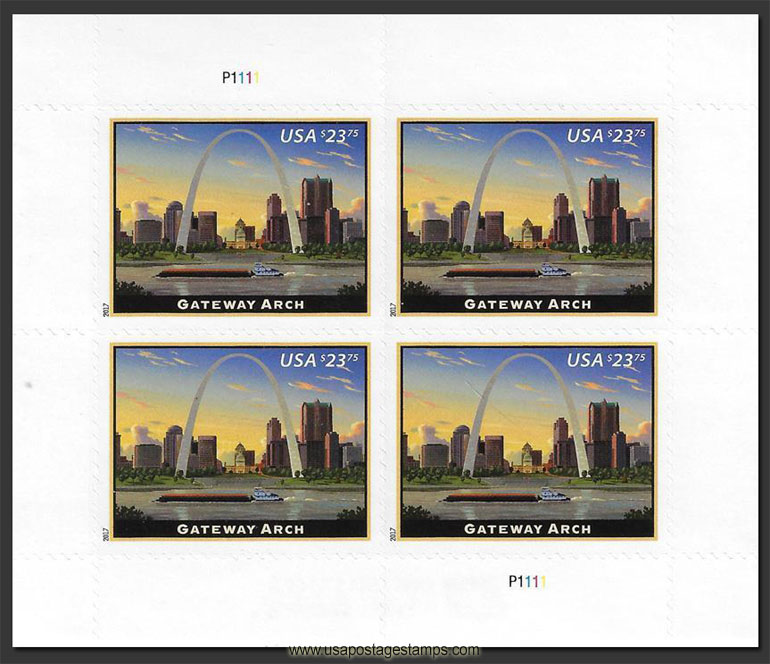 US 2017 Gateway Arch ; Mini Sheet $23.75x4 Scott. 5157MS