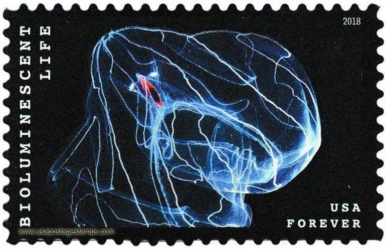 US 2018 Comb Jellyfish : Bioluminescent Life 50c. Scott. 5266