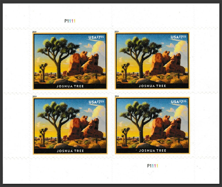 US 2019 Joshua Tree National Park ; Mini Sheet $7.35x4 Scott. 5347MS