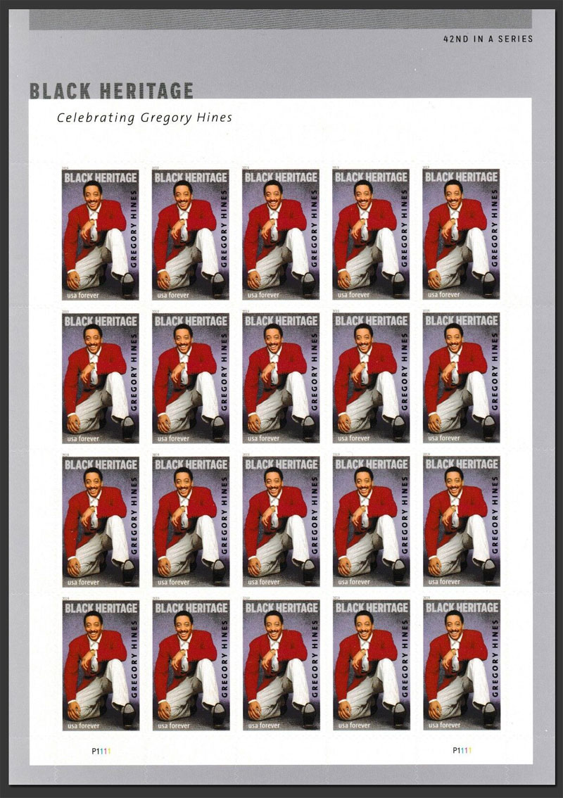 US 2019 Gregory Oliver Hines ; Full Sheet 55c.x20 Scott. 5349MS
