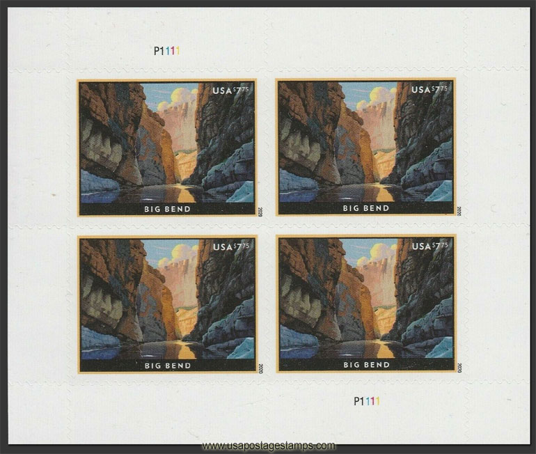 US 2020 Big Bend of Rio Grande River, Texas ; Mini Sheet $7.75x4 Scott. 5429MS