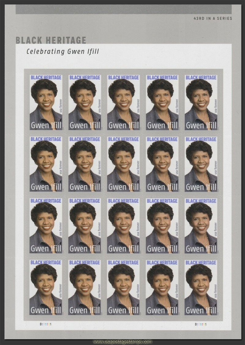 US 2020 Gwen Ifill ; Full Sheet 55c.x20 Scott. 5432MS