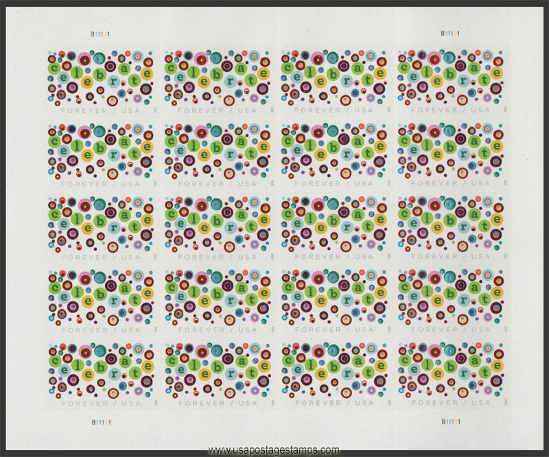 US 2020 Let's Celebrate! ; Full Sheet 55c.x20 Scott. 5434MS