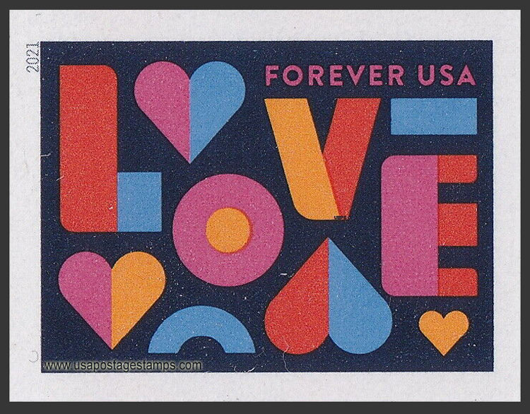 US 2021 'Love' Imperf. 55c. Scott. 5543a